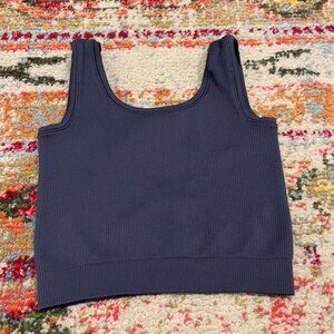 Athleta Girl Rise Above Rib Crop Tank Top - Dark Blue - Girls M (8/10)